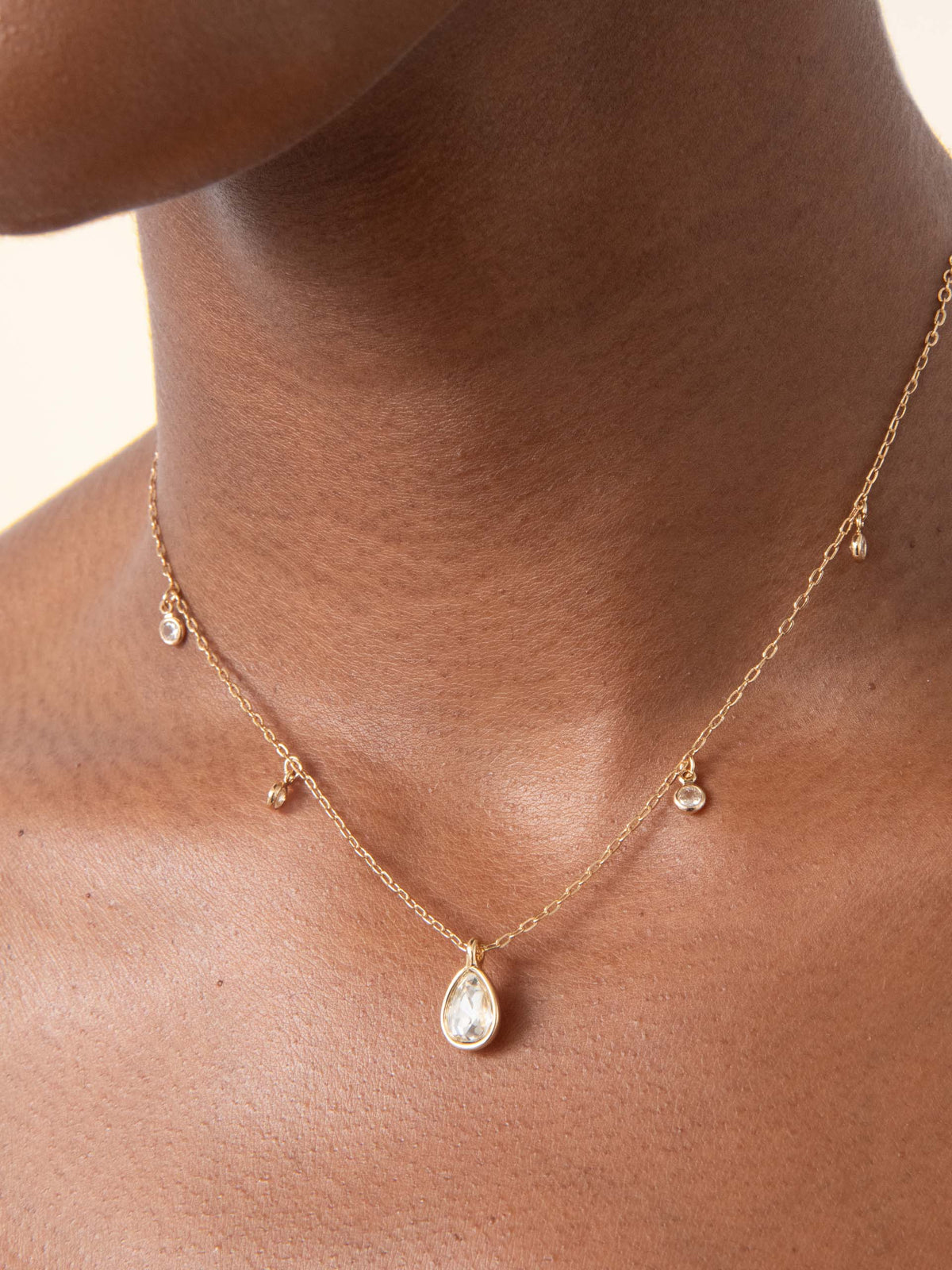 Dripping in Crystals Drop Necklace - Clear Crystal with 18k Gold Plating | Ettika