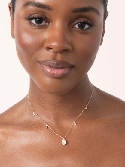 Dripping in Crystals Drop Necklace - Clear Crystal with 18k Gold Plating | Ettika