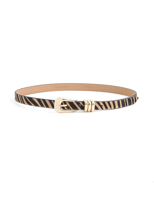 Tiger Print Skinny Belt - Tiger Print with Gold Hardware | Ettika