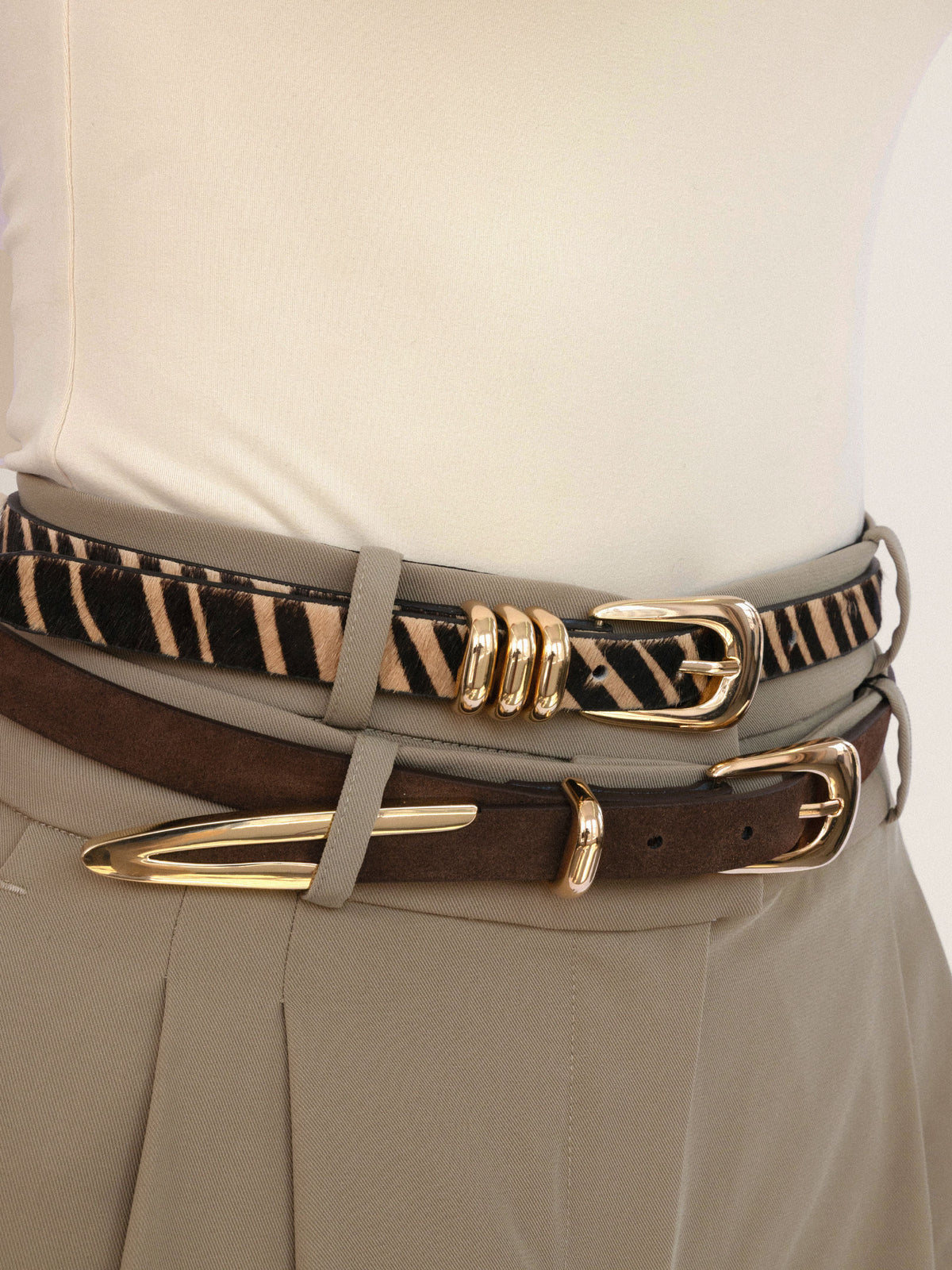 Tiger Print Skinny Belt - Tiger Print with Gold Hardware | Ettika