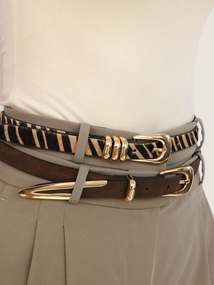Tiger Print Skinny Belt - Tiger Print with Gold Hardware | Ettika