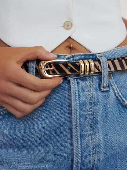Tiger Print Skinny Belt - Tiger Print with Gold Hardware | Ettika
