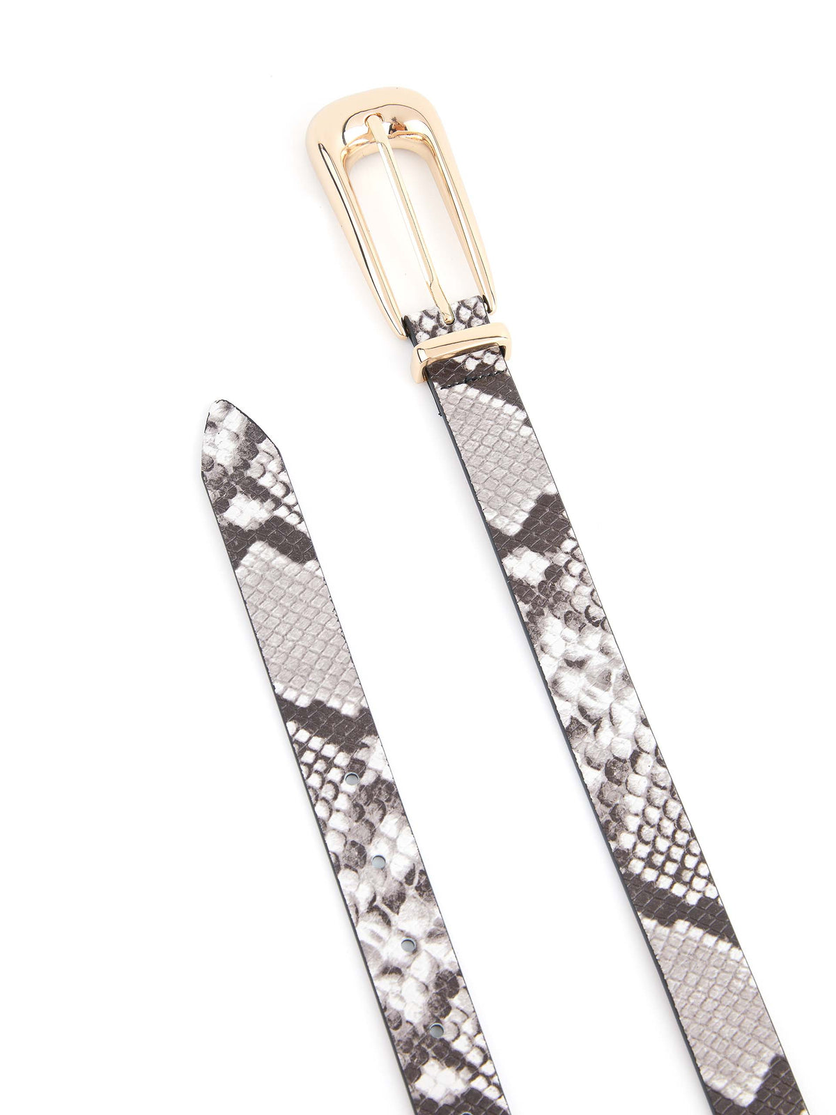 Grey Snake Signature Buckle Belt - Grey Snake Leather with Gold | Ettika