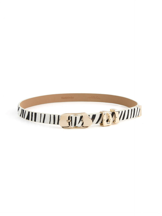 Zebra Print Molten Metal Belt - Zebra Print with Gold Hardware | Ettika