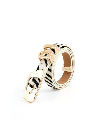Zebra Print Molten Metal Belt - Zebra Print with Gold Hardware | Ettika