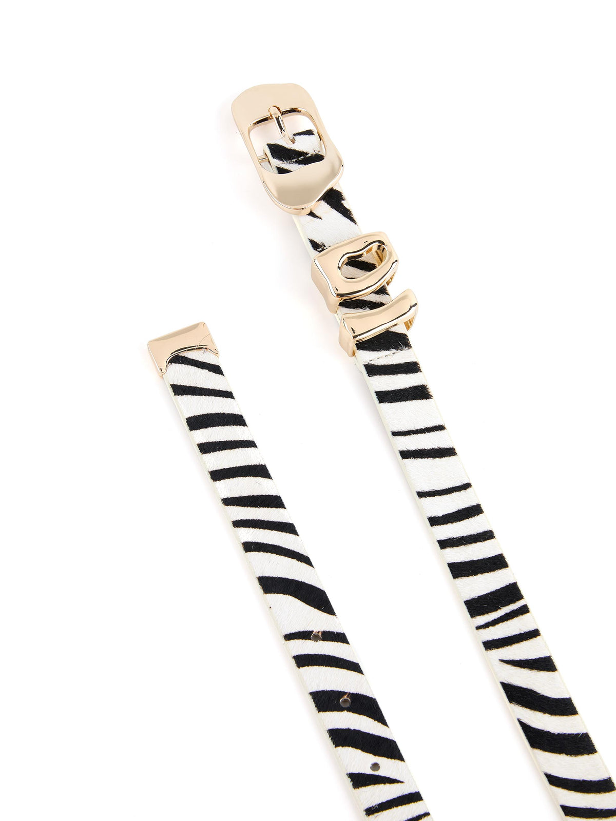 Zebra Print Molten Metal Belt - Zebra Print with Gold Hardware | Ettika