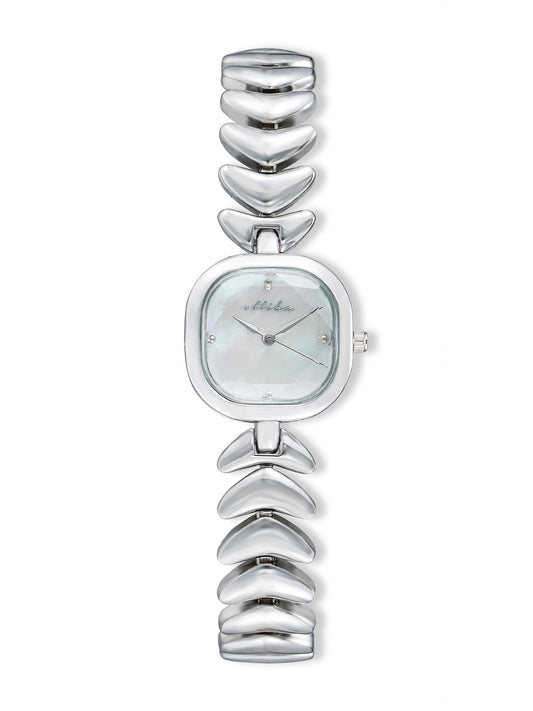 Metal Moderna Bracelet Watch in Silver - Mother of Pearl Dial with Silver | Ettika