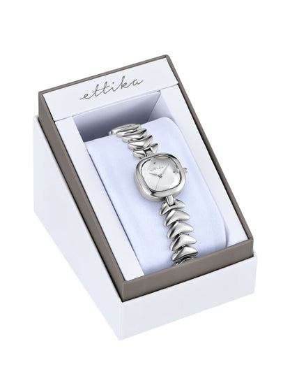 Metal Moderna Bracelet Watch in Silver - Mother of Pearl Dial with Silver | Ettika
