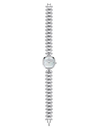 Metal Moderna Bracelet Watch in Silver - Mother of Pearl Dial with Silver | Ettika