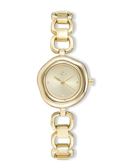 Open Circle Bracelet Watch in Gold - Brushed Gold Dial with Gold | Ettika
