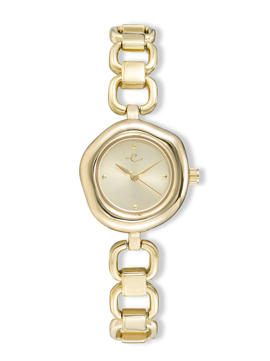 Open Circle Bracelet Watch in Gold - Brushed Gold Dial with Gold | Ettika