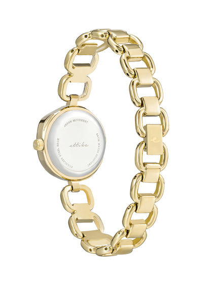Open Circle Bracelet Watch in Gold - Brushed Gold Dial with Gold | Ettika