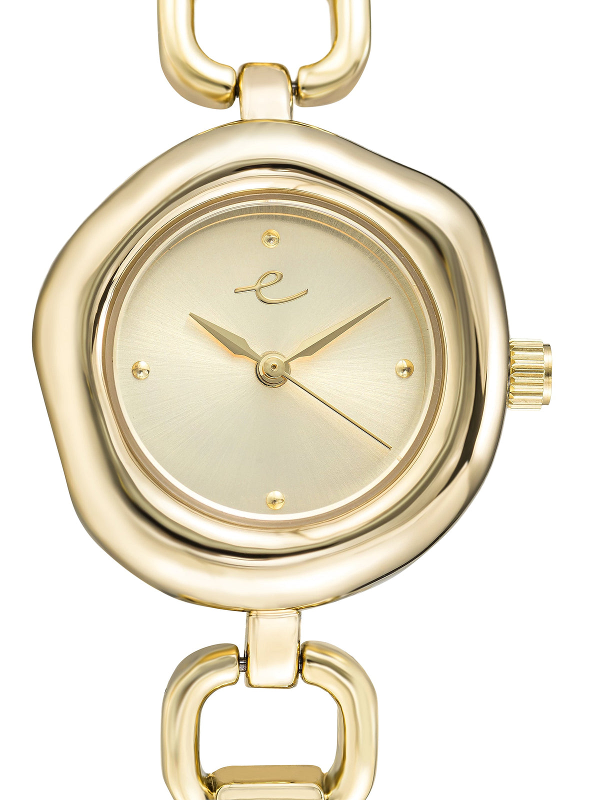 Open Circle Bracelet Watch in Gold - Brushed Gold Dial with Gold | Ettika