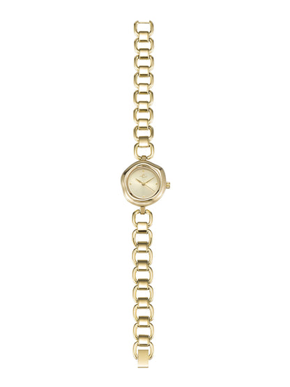Open Circle Bracelet Watch in Gold - Brushed Gold Dial with Gold | Ettika