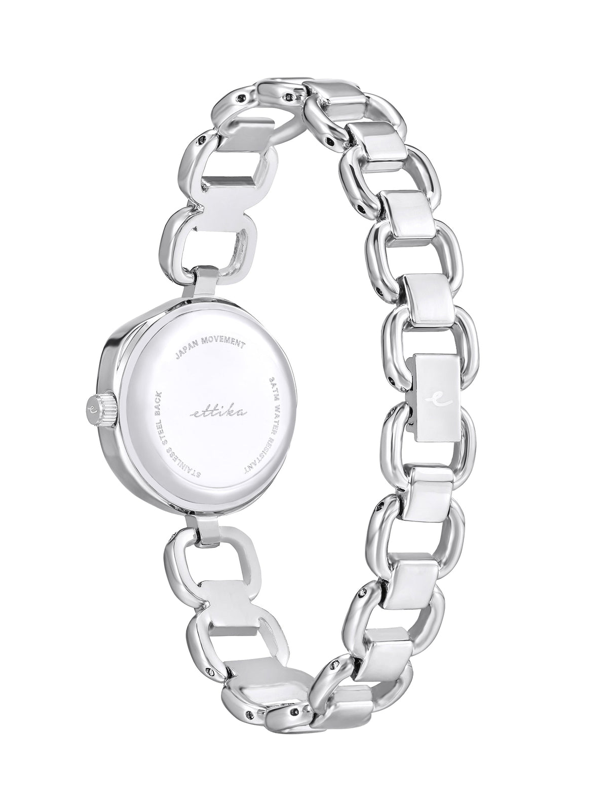 Open Circle Bracelet Watch in Silver - Brushed Silver Dial with Silver | Ettika
