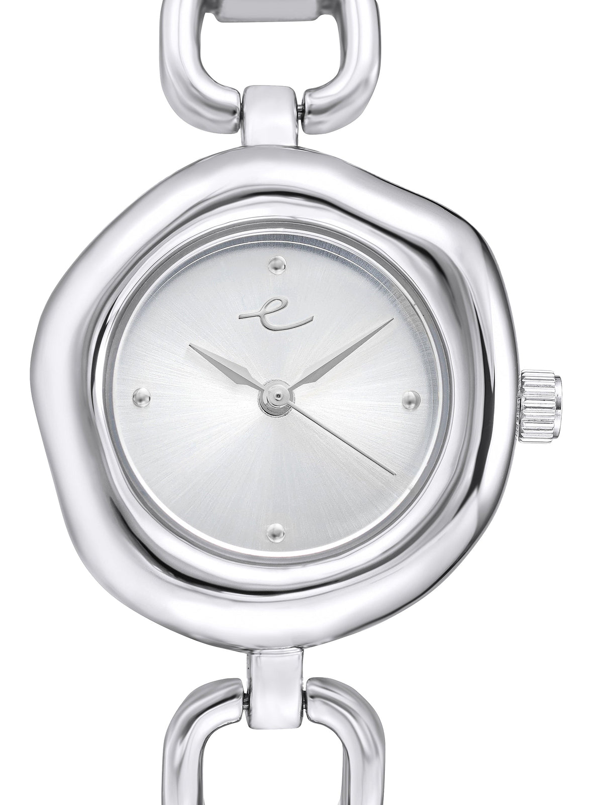 Open Circle Bracelet Watch in Silver - Brushed Silver Dial with Silver | Ettika
