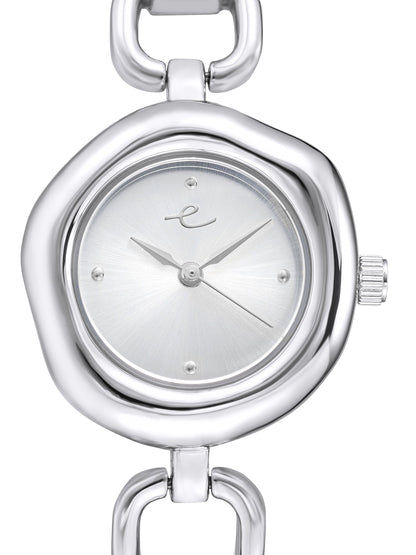 Open Circle Bracelet Watch in Silver - Brushed Silver Dial with Silver | Ettika
