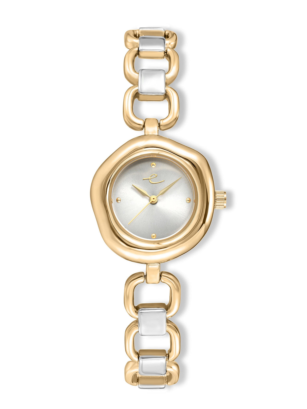 Open Circle Bracelet Watch in Mixed Metal - Brushed Silver Dial with Mixed Metal | Ettika