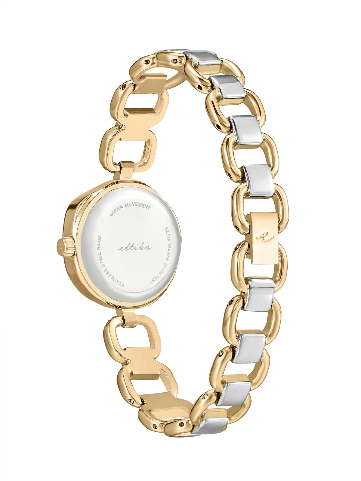 Open Circle Bracelet Watch in Mixed Metal - Brushed Silver Dial with Mixed Metal | Ettika