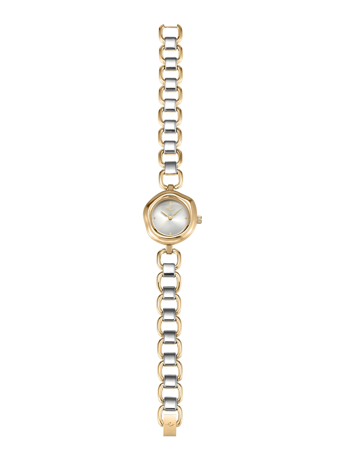 Open Circle Bracelet Watch in Mixed Metal - Brushed Silver Dial with Mixed Metal | Ettika