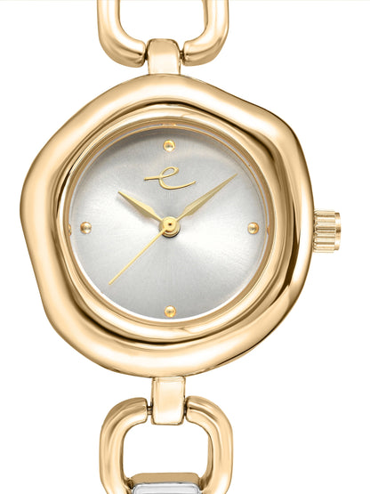 Open Circle Bracelet Watch in Mixed Metal - Brushed Silver Dial with Mixed Metal | Ettika