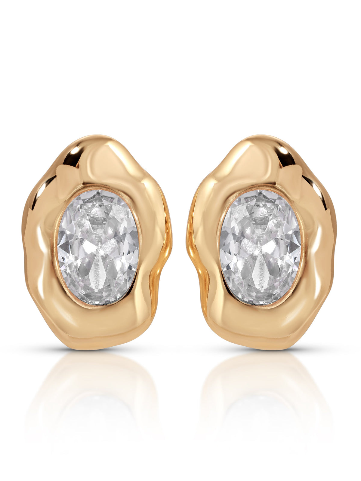 Molten Glow Crystal Studs - Clear Crystal with 18k Gold Plating | Ettika