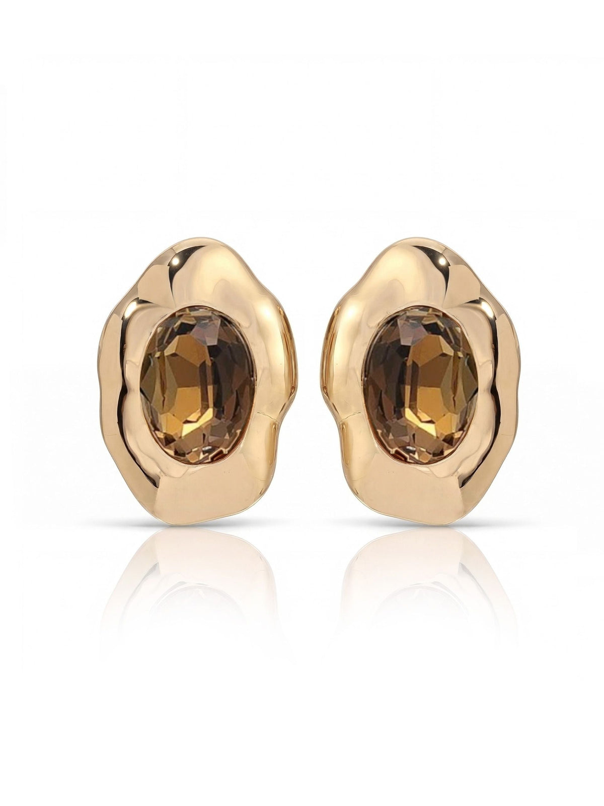 Molten Glow Crystal Studs - Clear Crystal with 18k Gold Plating | Ettika