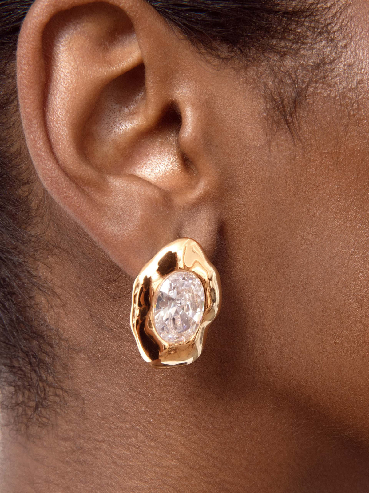 Molten Glow Crystal Studs - Clear Crystal with 18k Gold Plating | Ettika