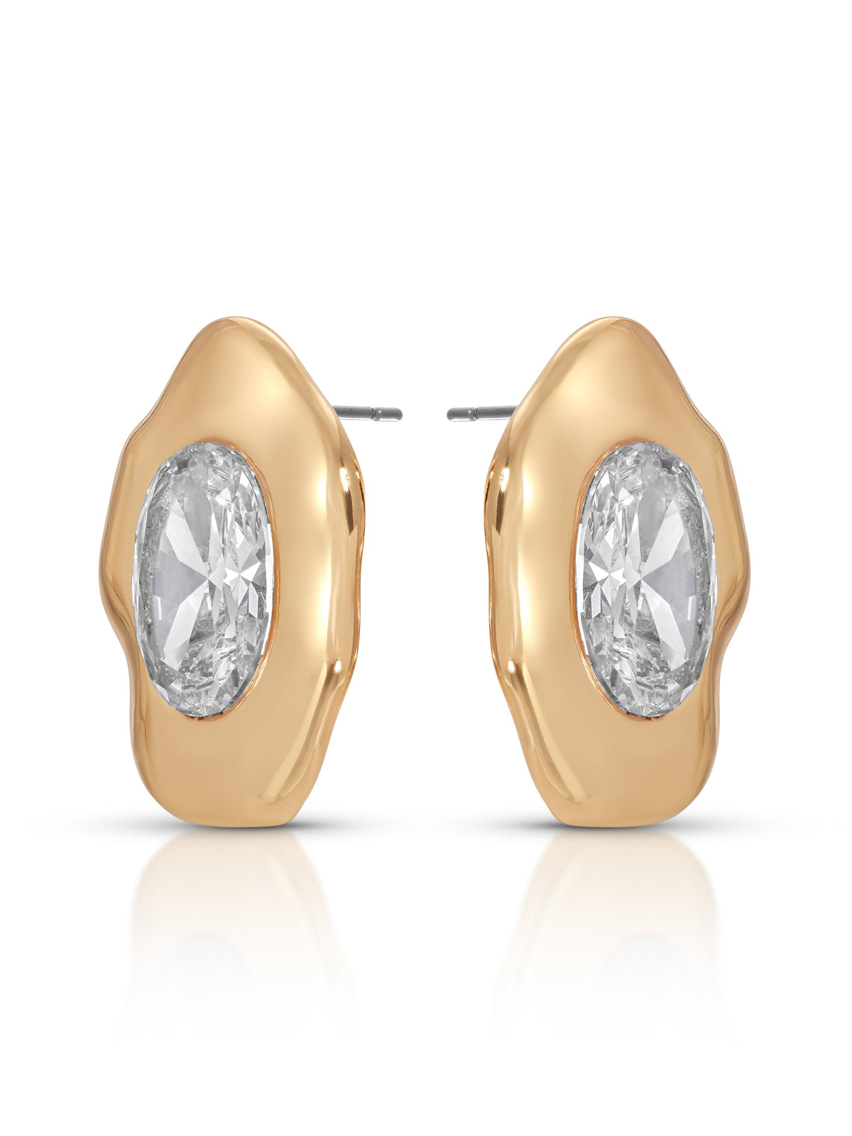 Molten Glow Crystal Studs - Clear Crystal with 18k Gold Plating | Ettika