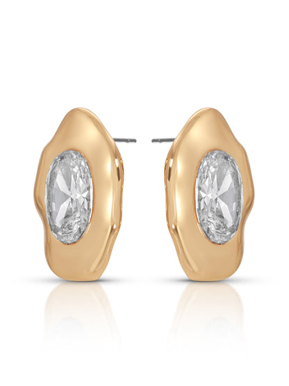 Molten Glow Crystal Studs - Clear Crystal with 18k Gold Plating | Ettika