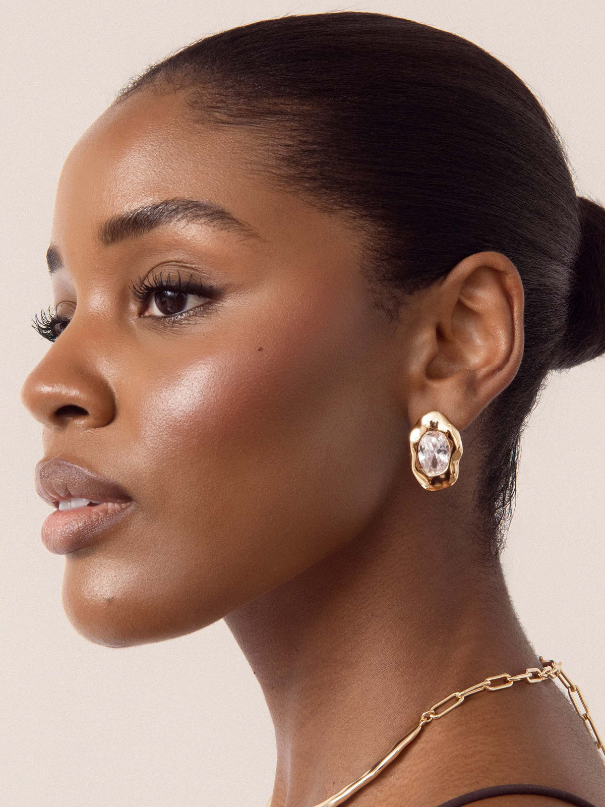 Molten Glow Crystal Studs - Clear Crystal with 18k Gold Plating | Ettika
