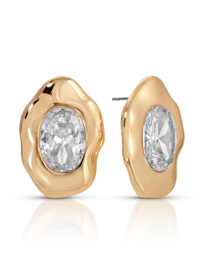 Molten Glow Crystal Studs - Clear Crystal with 18k Gold Plating | Ettika
