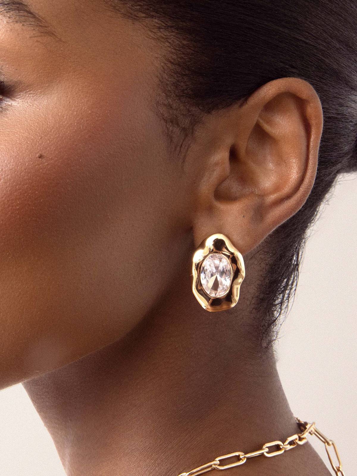 Molten Glow Crystal Studs - Clear Crystal with 18k Gold Plating | Ettika