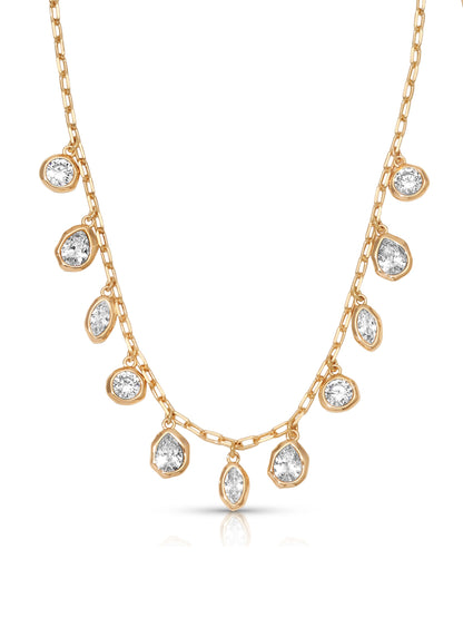 Liquid Crystal Charm Necklace - Clear Crystal with 18k Gold Plating | Ettika