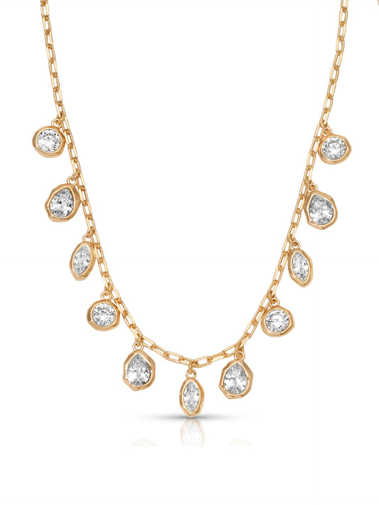 Liquid Crystal Charm Necklace - Clear Crystal with 18k Gold Plating | Ettika