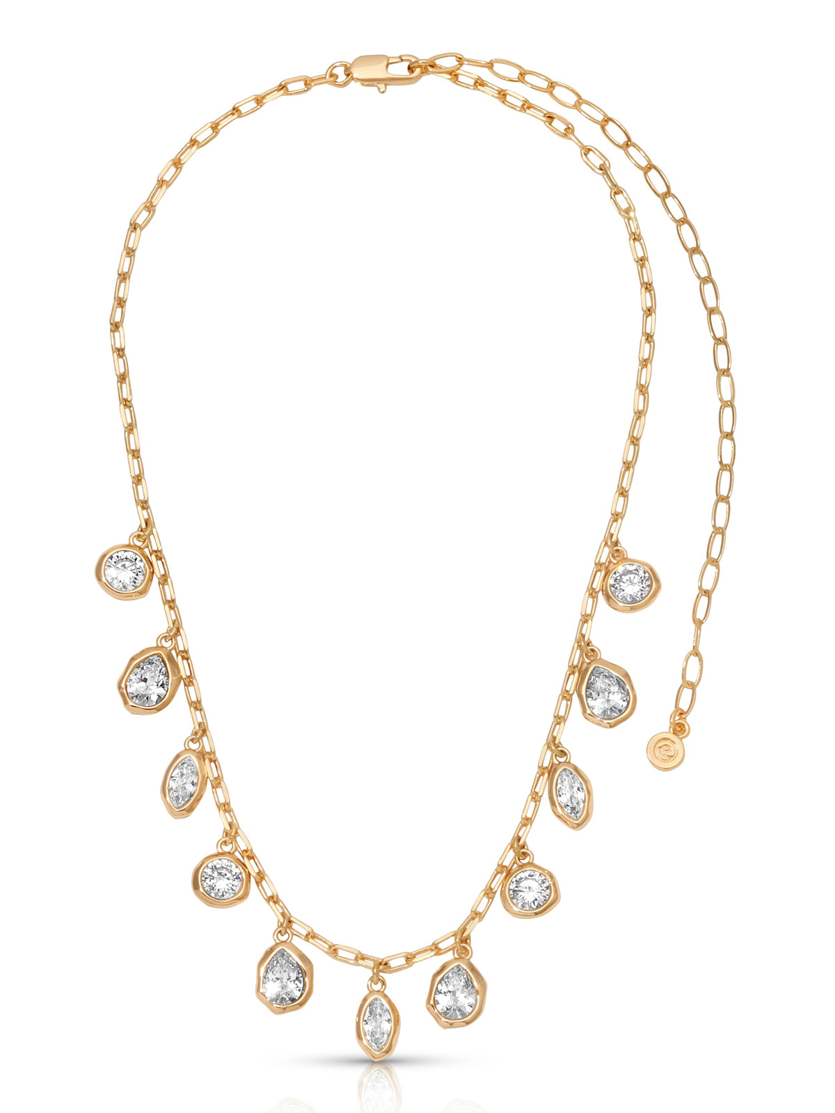 Liquid Crystal Charm Necklace - Clear Crystal with 18k Gold Plating | Ettika