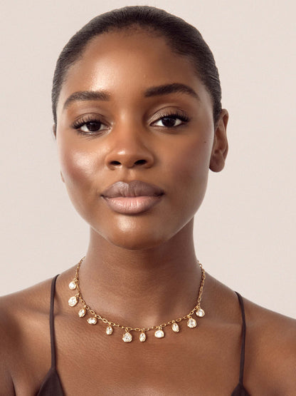 Liquid Crystal Charm Necklace - Clear Crystal with 18k Gold Plating | Ettika