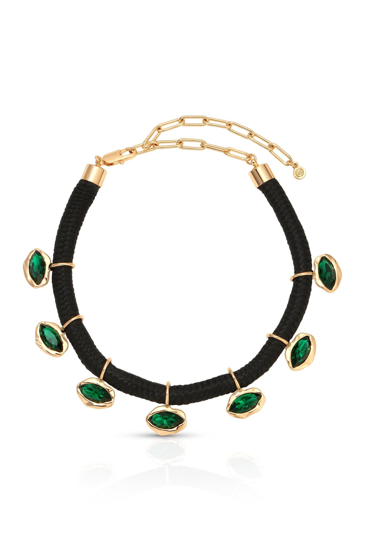 Midnight Luxe Crystal Choker - Clear Crystal with 18k Gold Plating on Black Rope | Ettika