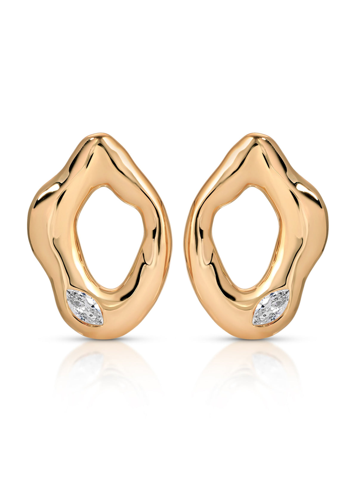Melting Metal Crystal Earrings - Clear Crystal with 18k Gold Plating | Ettika