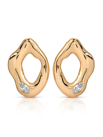 Melting Metal Crystal Earrings - Clear Crystal with 18k Gold Plating | Ettika