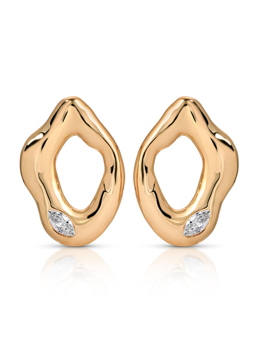 Melting Metal Crystal Earrings - Clear Crystal with 18k Gold Plating | Ettika