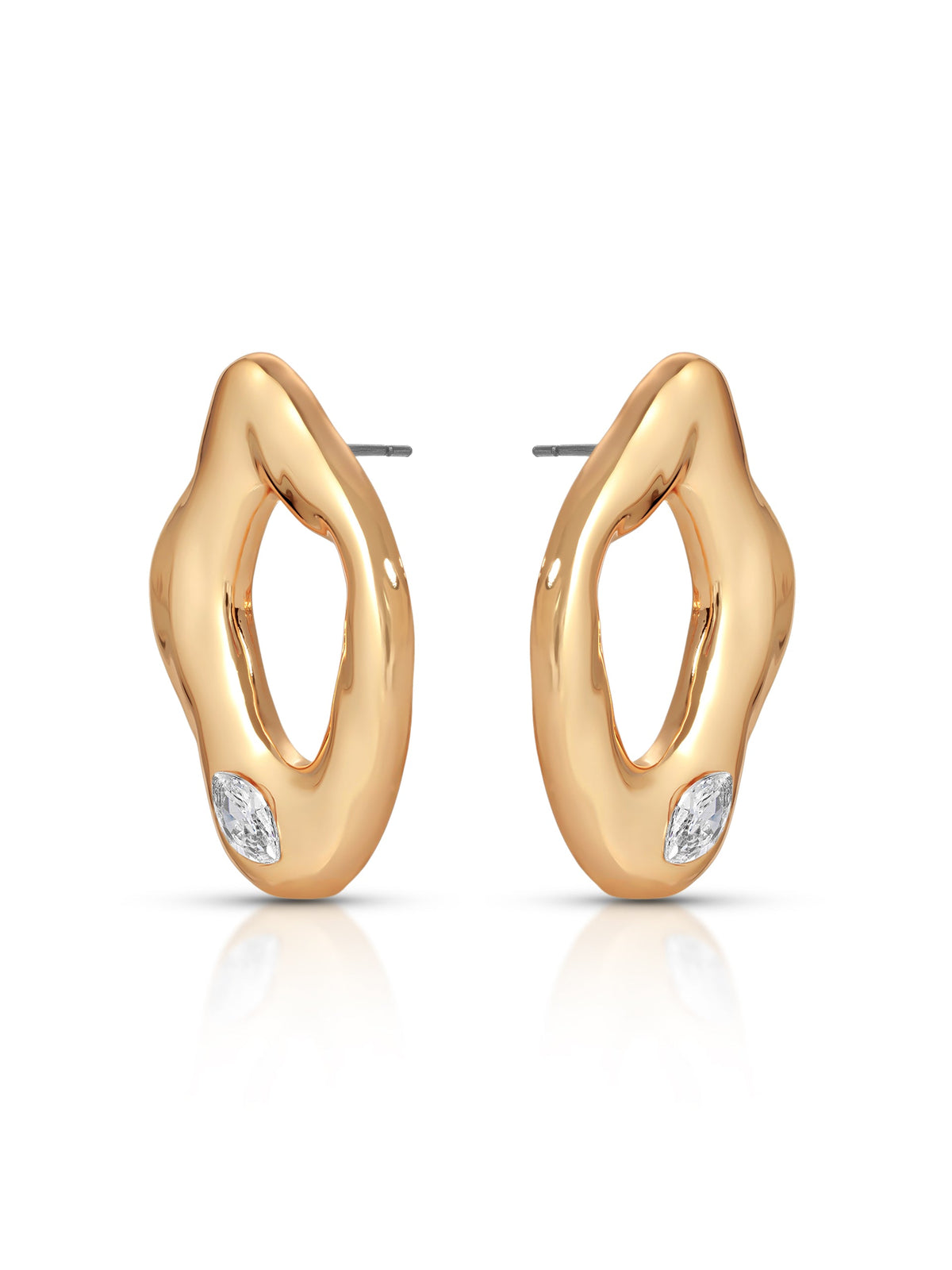 Melting Metal Crystal Earrings - Clear Crystal with 18k Gold Plating | Ettika