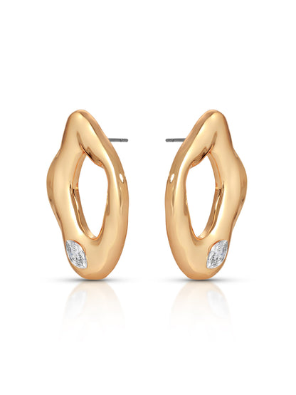 Melting Metal Crystal Earrings - Clear Crystal with 18k Gold Plating | Ettika