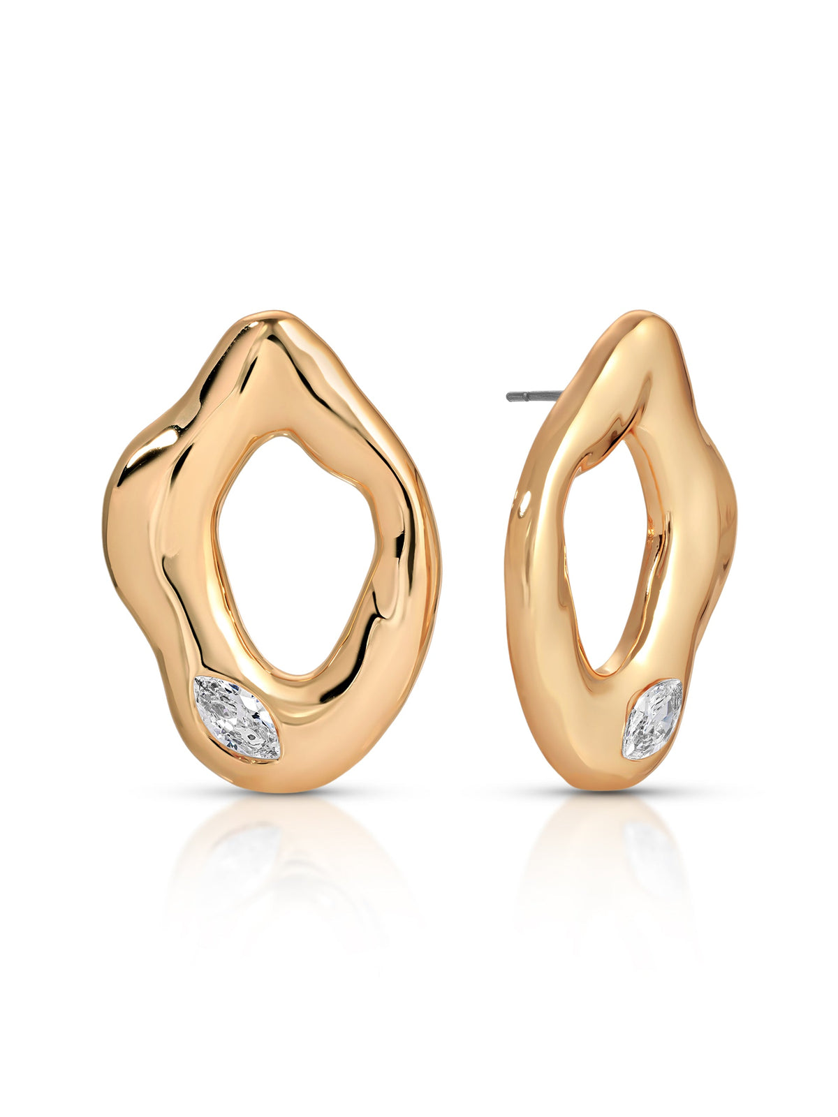 Melting Metal Crystal Earrings - Clear Crystal with 18k Gold Plating | Ettika