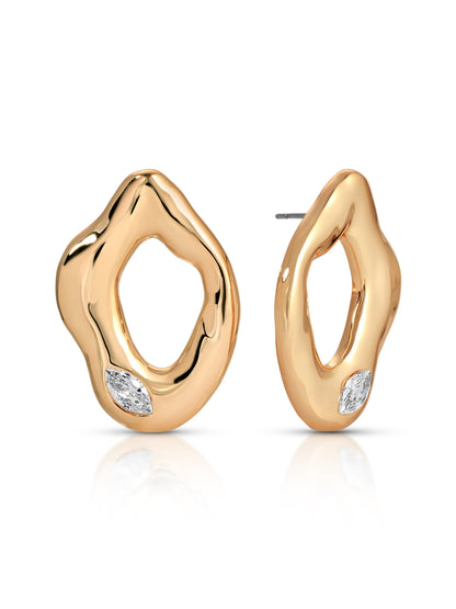 Melting Metal Crystal Earrings - Clear Crystal with 18k Gold Plating | Ettika