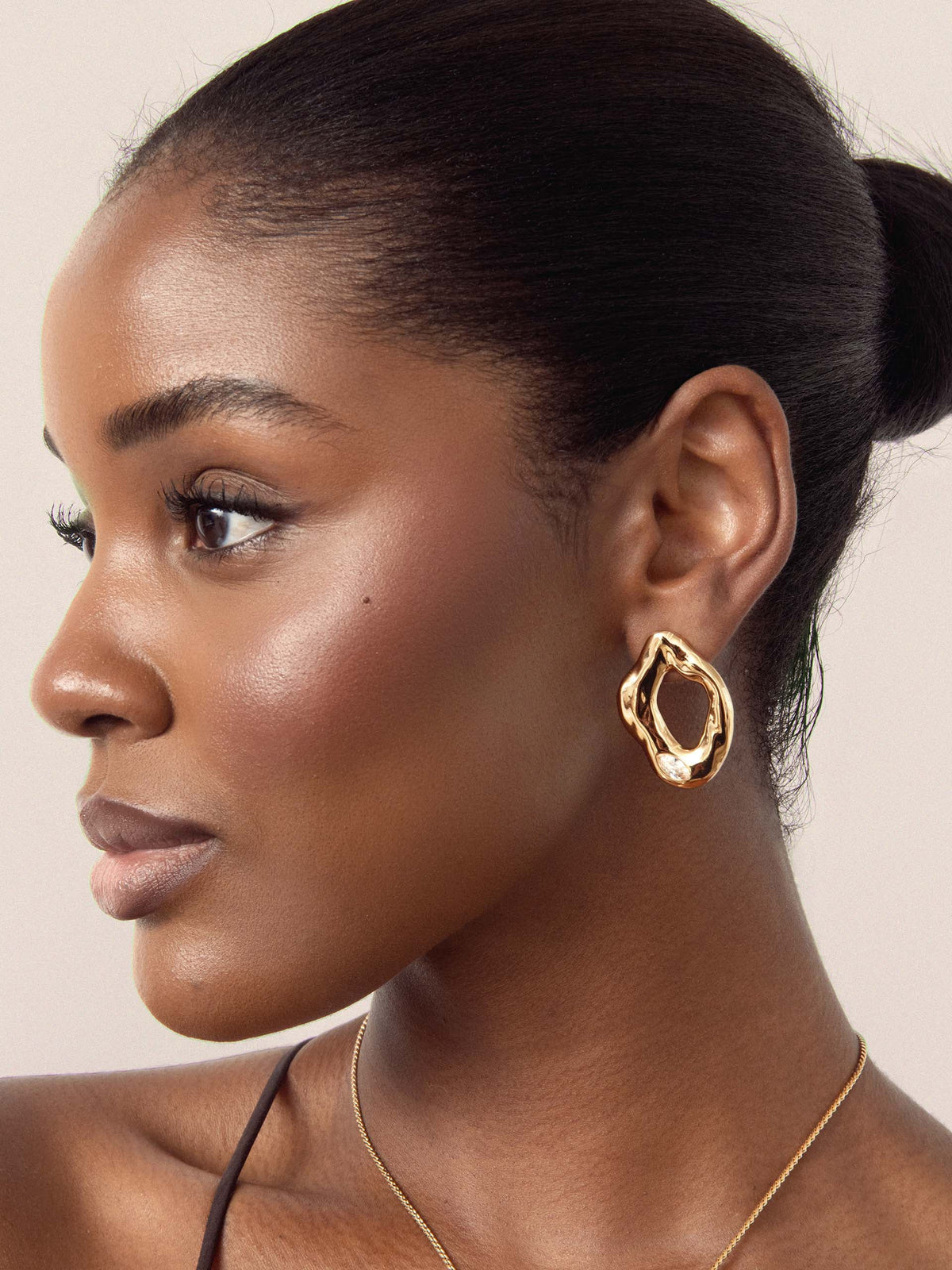 Melting Metal Crystal Earrings - Clear Crystal with 18k Gold Plating | Ettika
