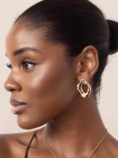 Melting Metal Crystal Earrings - Clear Crystal with 18k Gold Plating | Ettika