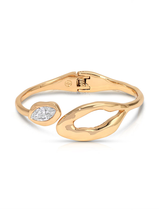 Molten Marquise Cuff - Clear Crystal with 18k Gold Plating | Ettika