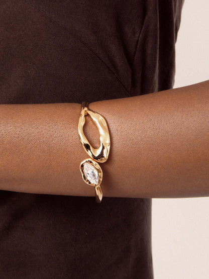 Molten Marquise Cuff - Clear Crystal with 18k Gold Plating | Ettika