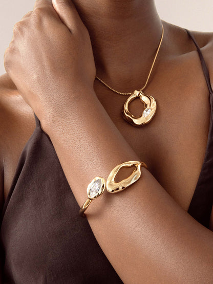Molten Marquise Cuff - Clear Crystal with 18k Gold Plating | Ettika
